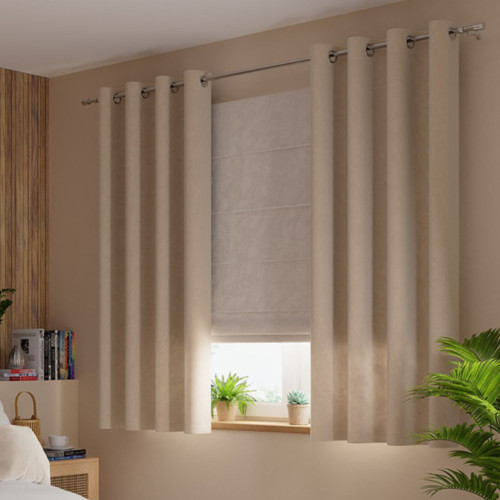 Zasłona do sypialni na przelotkach Velvi, kolor jasnobeżowy, 140x160 cm 