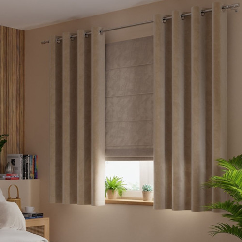 Zasłona do sypialni na przelotkach Velvi, kolor ciemny beżowy, 140x160 cm
