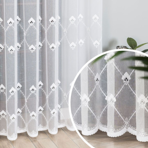 PROMOCJA Firana gotowa na taśmie, rozmiar 420x280 cm, kolor biały