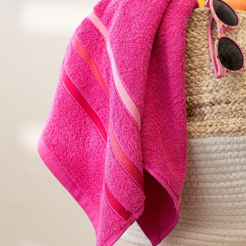 Ręcznik bawełniany z kolorową bordiurą, kolor różowy, 2 rozmiary, Dolce Pop