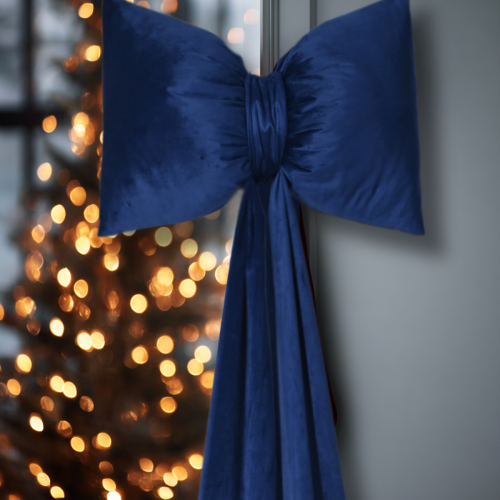 Poduszka świąteczna Kokarda welwetowa wisząca XXL kolor granatowy 40x160 cm Velvi