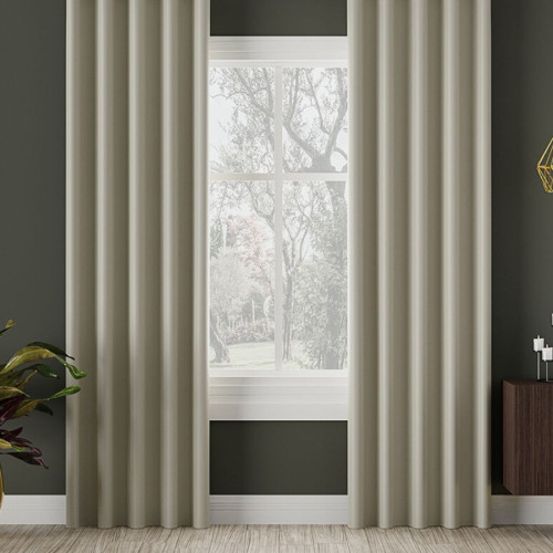 Zasłona do salonu z tkaniny zaciemniającej, na taśmie, kolor chłodny kremowy, Dona - szyta na wymiar