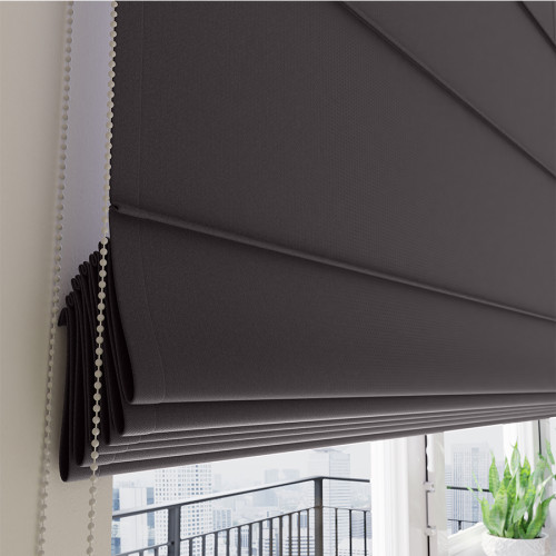 Roleta rzymska typu blackout, kolor ciemny chłodny brązowy 144 - szyta na wymiar