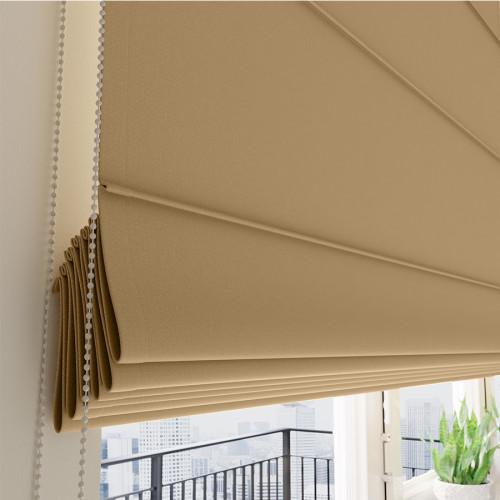 Roleta rzymska typu blackout, kolor ciemny ciepły beżowy 377- szyta na wymiar