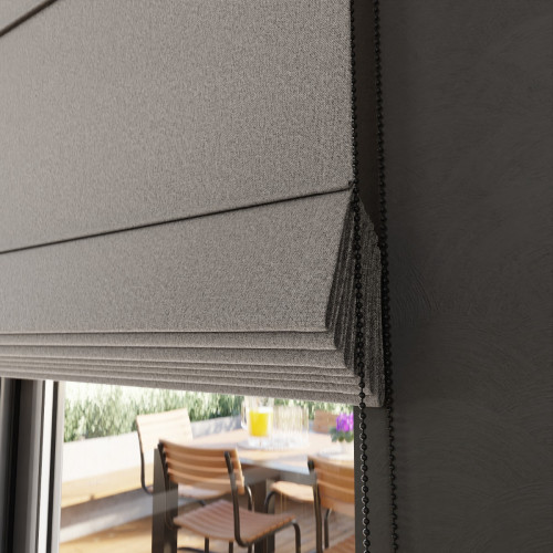 Roleta rzymska do kuchni 100% zaciemnienia,  kolor ciepły szary - szyta na wymiar
