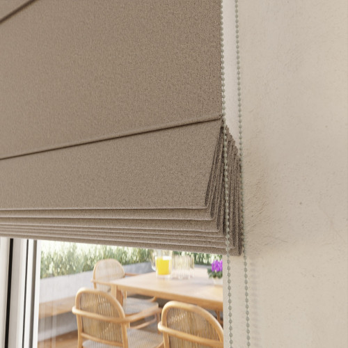 Roleta rzymska 100% zaciemniająca super blackout do salonu i sypialni, kolor beżowy - szyta na wymiar