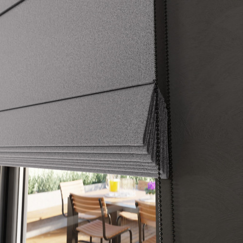 Roleta rzymska do salonu 100% zaciemnienia super blackout, kolor szary - szyta na wymiar