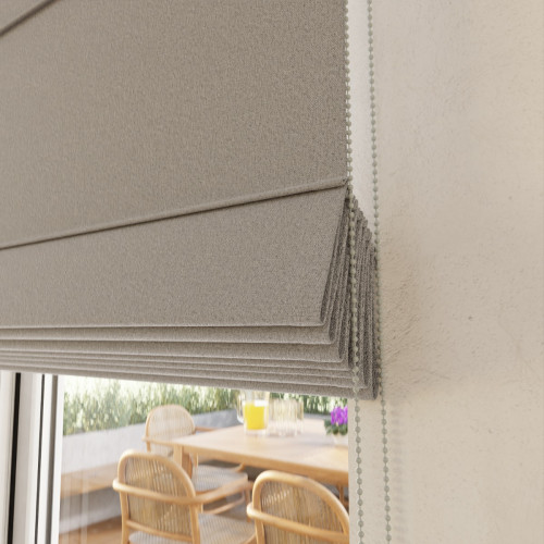 Roleta rzymska do salonu 100% zaciemnienia super blackout, kolor jasny beżowy - szyta na wymiar