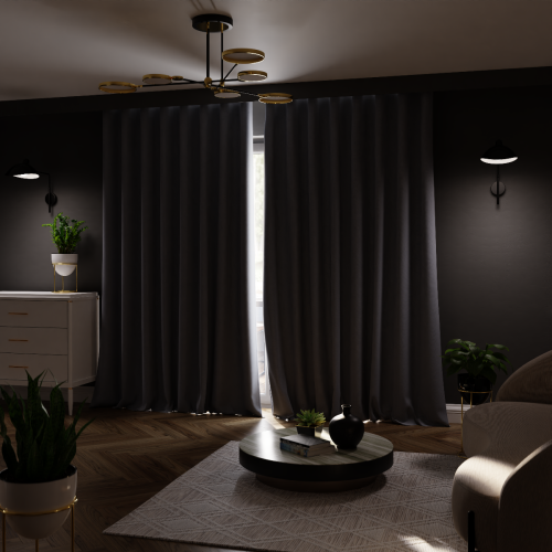  Zasłona zaciemniająca do salonu 100% blackout na taśmie, kolor ciemny szary - szyta na wymiar