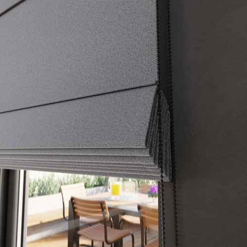 Roleta rzymska zaciemniająca 100% do pokoju dziecięcego, kolor ciemny szary - szyta na wymiar