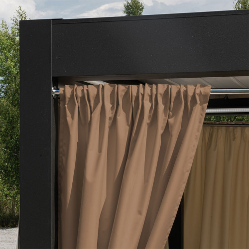 Gotowa zasłona tarasowa na taśmie Gardenia, kolor ciepły brązowy, dostępna w kilku rozmiarach