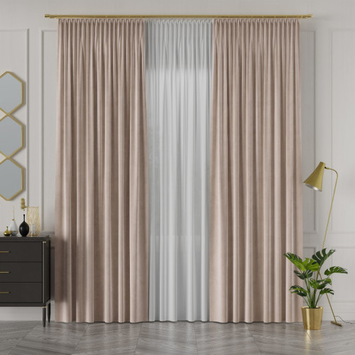 PREMIUM ALLURE Ekskluzywna zasłona na taśmie wave Velvet, kolor beżowy