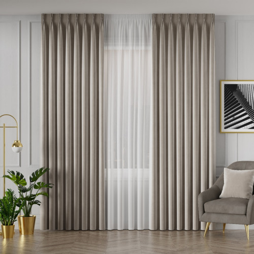 PREMIUM ALLURE Ekskluzywna zasłona na fleksach Velvet, chłodny beżowy - szyta na wymiar