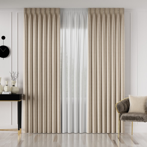 PREMIUM ALLURE Ekskluzywna zasłona na fleksach Velvet, kolor kremowy 