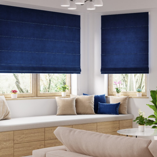 Gotowa roleta rzymska welwetowa Velvi, kolor granatowy