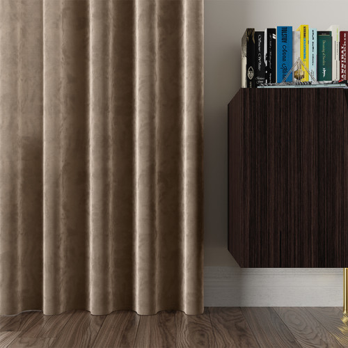 Zasłona welwetowa beżowa na fleksach Velvi  