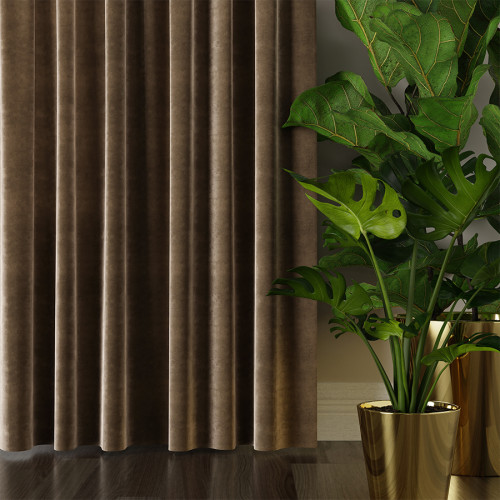 Zasłona welwetowa brązowa na przelotkach Velvi  