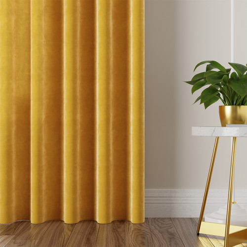 Zasłona welwetowa żółta na przelotkach Velvi 