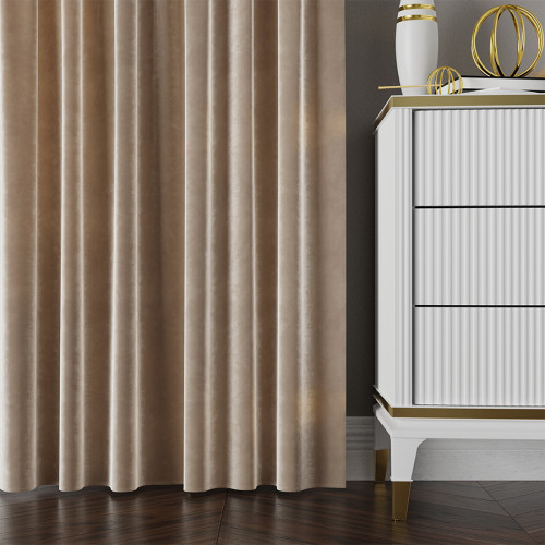 Zasłona welwetowa ciemnokremowa na przelotkach Velvi