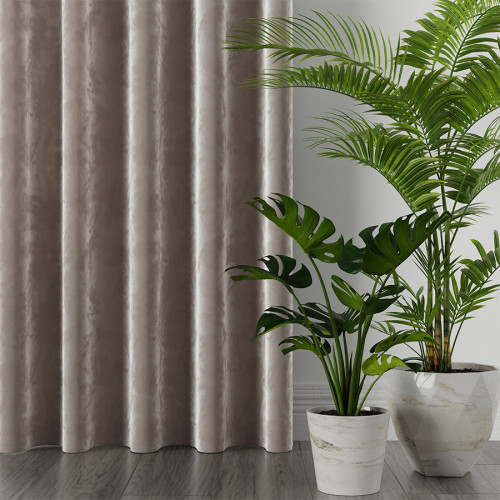 Zasłona welwetowa szaro-beżowa do szyny sufitowej Velvi