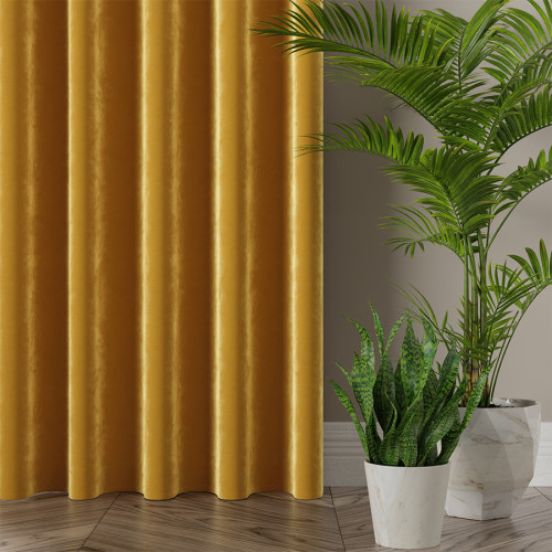 Zasłona welwetowa szafranowa na przelotkach Velvi