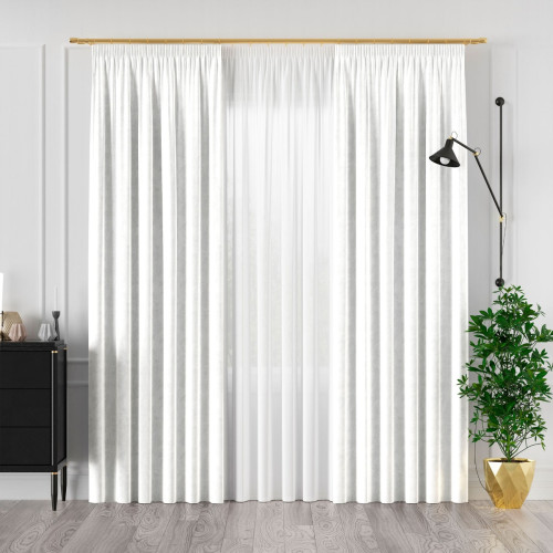 Welwetowa zasłona gotowa na taśmie do salonu, kolor biały, dostępna w kliku rozmiarach, Velvi 