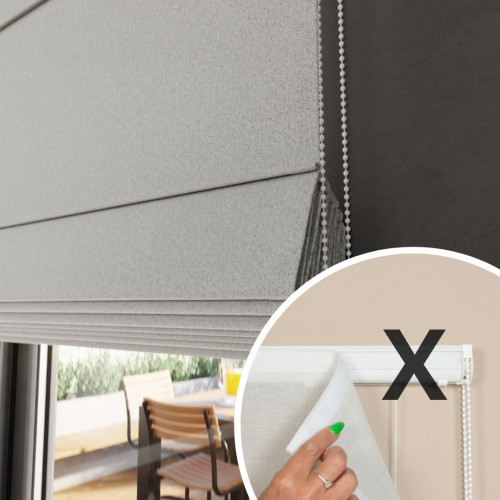 Materiał do mechanizmu rolety rzymskiej 100% zaciemniający kolor pastelowy szary - szyta na wymiar