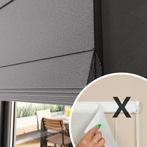 Materiał do mechanizmu rolety rzymskiej 100% zaciemniający kolor szary - szyta na wymiar