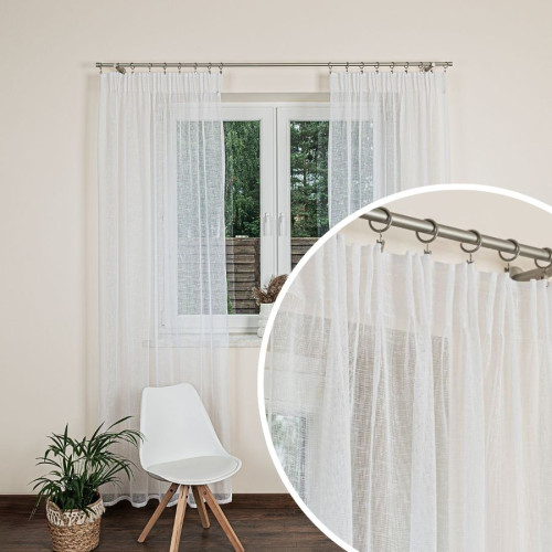 Firana gotowa na taśmie z etaminy, kolor biały, oferowana w kilku rozmiarach