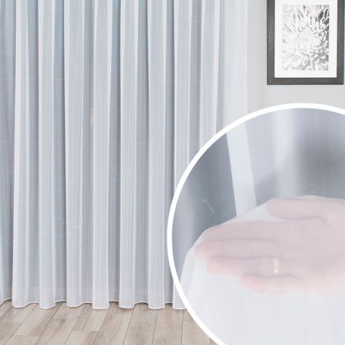 Firana woalowa na taśmie wave gładka z obciążnikiem, kolor offwhite, wysokość od 100 do 330 cm, 000101 - szyta na wymiar