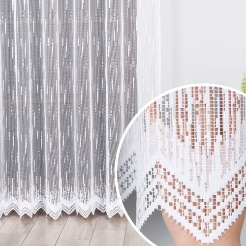 Firana żakardowa o strukturze deszczyku w kolorze białym, do salonu, wysokość 250 cm, 000146 - sprzedawana na metry