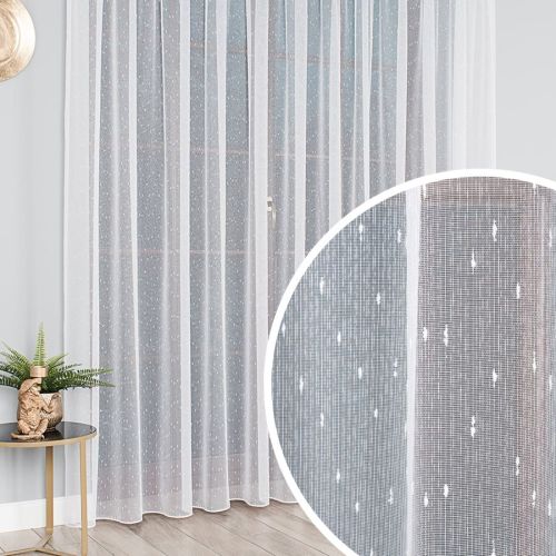 Gładka firana deszczyk z obciążnikiem na taśmie wave, kolor biały, wysokość od 100 do 330 cm, 000163 - szyta na wymiar