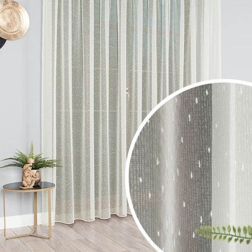 Gładka firana deszczyk z obciążnikiem na taśmie wave kolor kremowy, wysokość od 100 do 330 cm, 000163 - szyta na wymiar