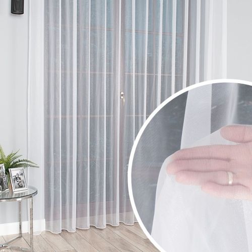 Biała firana z błyszczącej markizety z obciążnikiem, wysokość 330 cm, 000430 - sprzedawana na metry