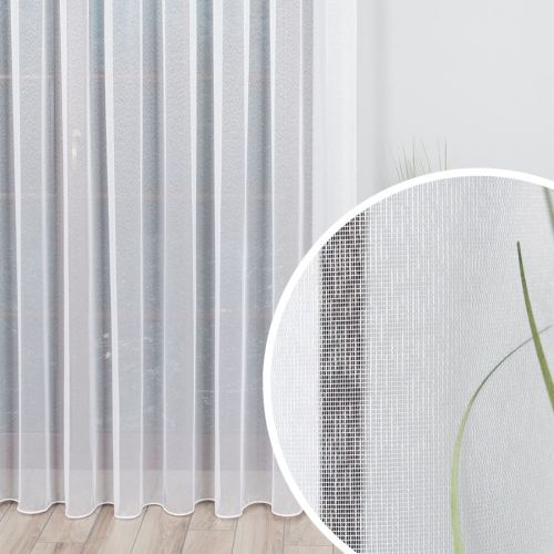 Biała firanka na markizecie z obciążnikiem na taśmie wave, wysokość od 100 do 330 cm, 000433 - szyta na wymiar