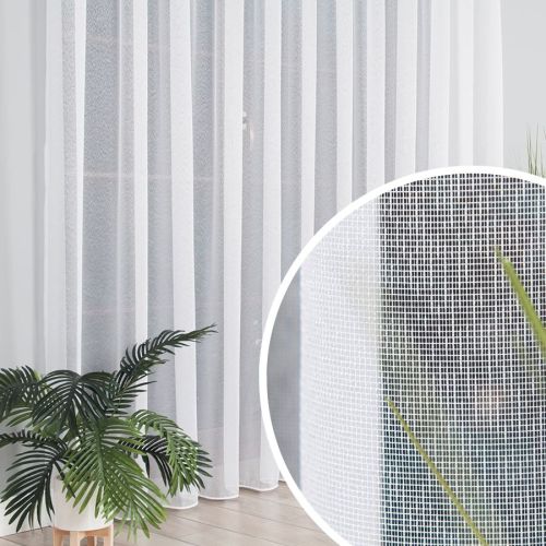 Firanka na markizecie z obciążnikiem na taśmie wave, odcienie białego, wysokość od 100 do 330 cm, 000433 - szyta na wymiar