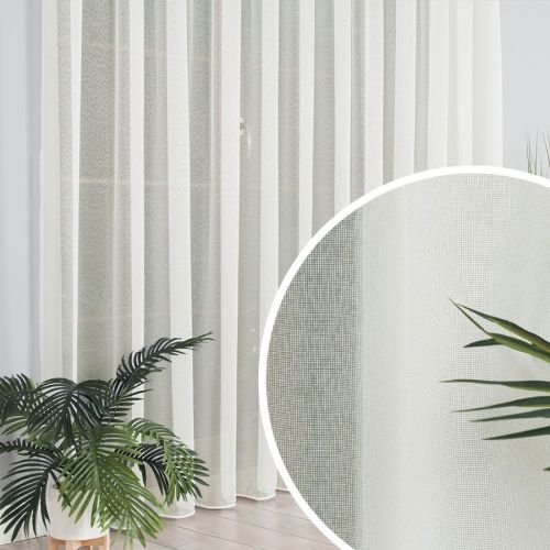 Kremowa firanka na markizecie z obciążnikiem na taśmie wave, wysokość od 100 do  330 cm, 000433 - szyta na wymiar