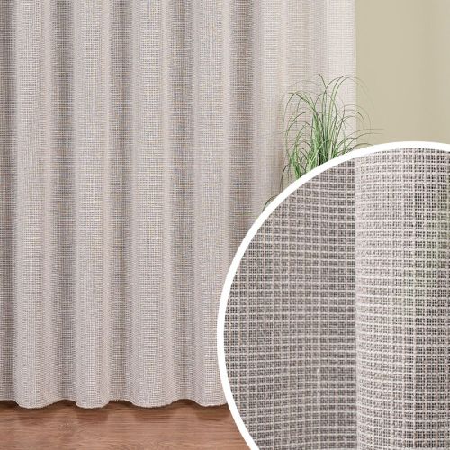 Długa firana do salonu z efektem bukli, kolor szaro-beżowy, wysokość 300 cm - sprzedawana na metry
