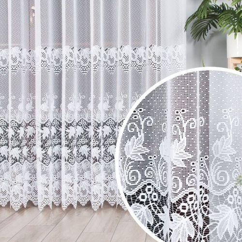 Firana żakardowa na taśmie wave z roślinnym wzorem pasowym, wysokość do 240 cm - szyta na wymiar