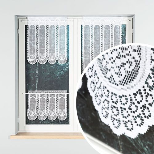 Panelowa zazdrostka żakardowa, kolor biały, wysokość 40 cm, 60 cm, 80 cm, 004759 - sprzedawana na metry