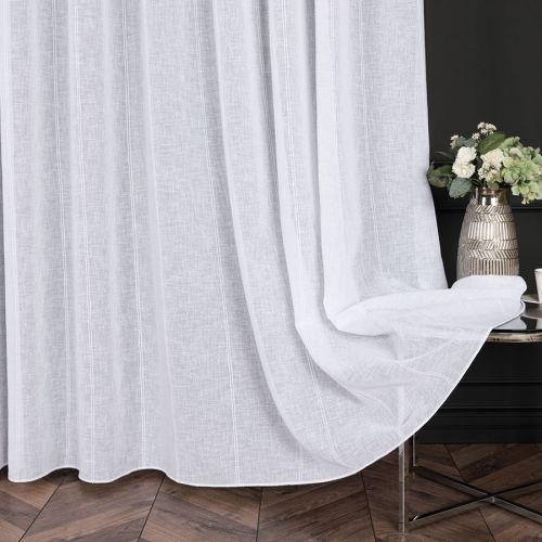PREMIUM ALLURE Firanka wykończona ołowianką Kristen, wysokość 300 cm, kolor biały - sprzedawana na metry