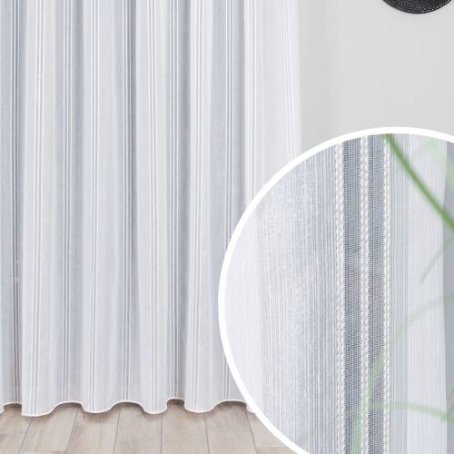 Błyszcząca firana z pionowymi paskami z obciążnikiem kolor biały, wysokość 290 cm, 018234 - sprzedawana na metry
