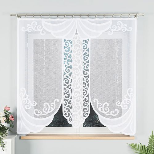 Panel żakardowy z ornamentowym wzorem, kolor biały, rozmiar 160x160 cm, Danuta