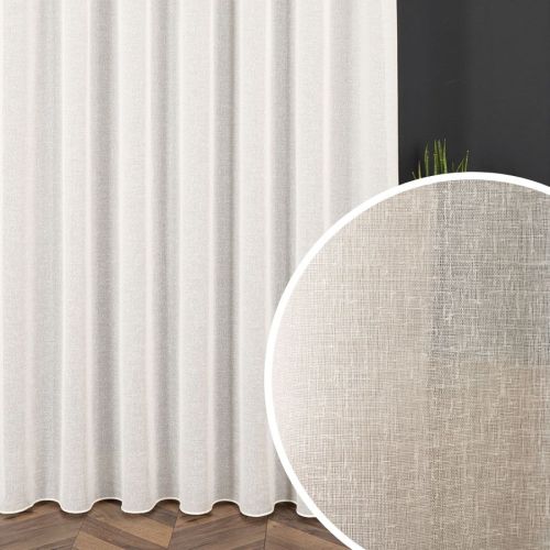 PREMIUM ALLURE Firanka wykończona ołowianką na taśmie wave, Petra, kolor ecru, wysokość do 310 cm - szyta na wymiar