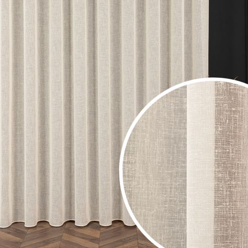 PREMIUM ALLURE Firana o strukturze płótna z ołowianką, kolor kremowy, na taśmie, do wysokość 300 cm, Petra - szyta na wymiar
