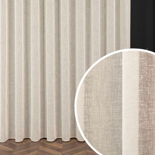 PREMIUM ALLURE Firana o strukturze płótna z ołowianką, kolor kremowy, na przelotkach, wysokość do 300 cm, Petra - szyta na wymiar