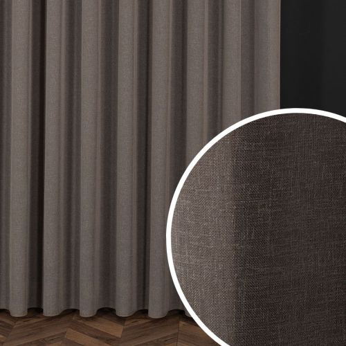 PREMIUM ALLURE Firanka wykończona ołowianką na przelotkach, Petra, kolor szarobrązowy, wysokość do 300 cm - szyta na wymiar
