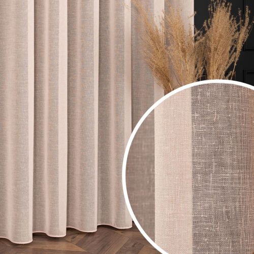 PREMIUM ALLURE Firanka wykończona ołowianką na taśmie Petra, kolor pastelowy różowy, wysokość do 320 cm - szyta na wymiar
