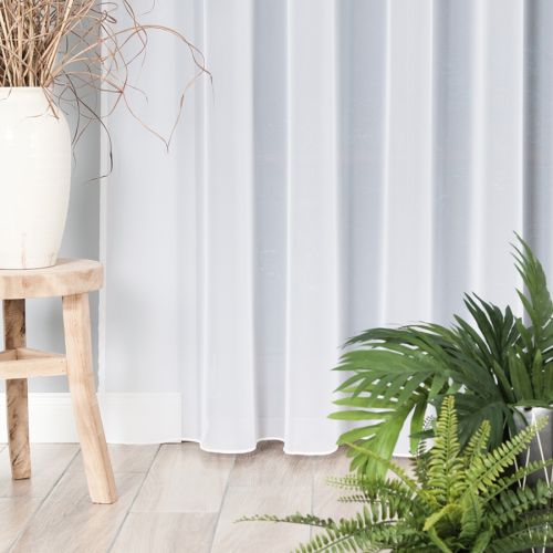 Biała firana gładka z obciążnikiem, wysokość 300 cm, 031671 - sprzedawana na metry