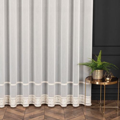 PREMIUM ALLURE Firanka na metry Linus, wysokość 300 cm, kolor biały ze złotym haftem